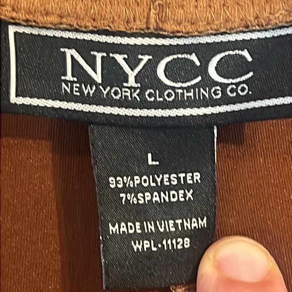 Faux Suede Pencil Dress Leggings Pants Pull On Size Large Chocolate Brown NYCC L - Picture 8 of 14